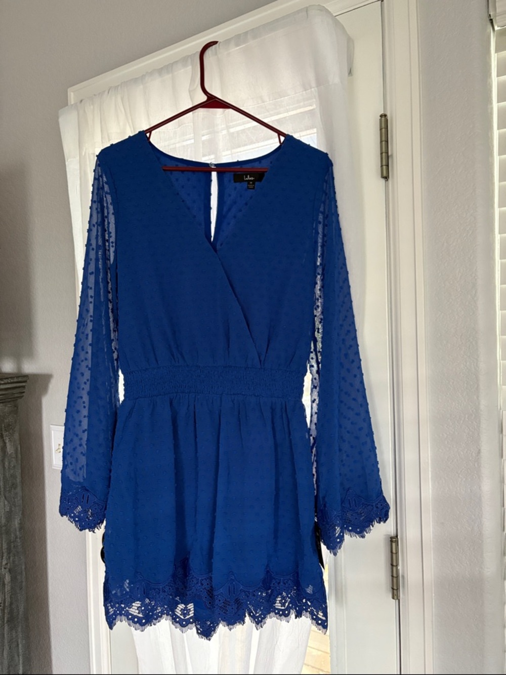Lulu's Cobalt Dot Textured romper